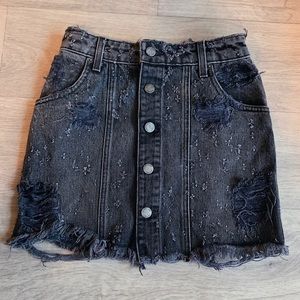Carmar black distressed denim skirt